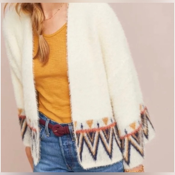Anthropologie Line and Dot Aztec Boho Knit Cardigan - Picture 3 of 11
